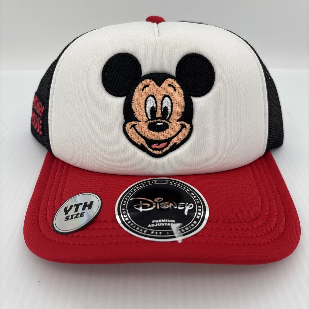 Disney Mickey Mouse Foam Mesh Trucker Snapback Youth Hat Red Black White OS